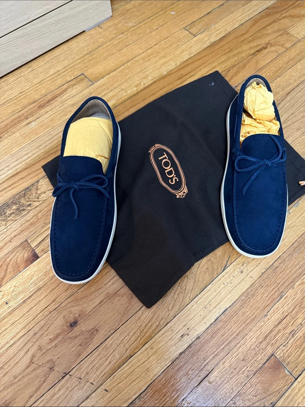 Tod's Navy Suede Slip-On Driving Moccasins